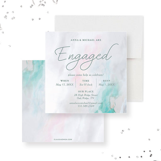 Modern Engagement Party Invitation, Engagement Dinner Invites, Marble Invitation We Are Engaged Getting Married