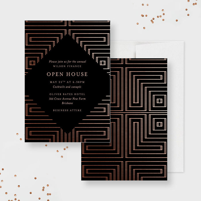 Open House Party Invitation, Professional Work Function Business Event, Elegant Corporate Awards Night Company Dinner Printed Invites