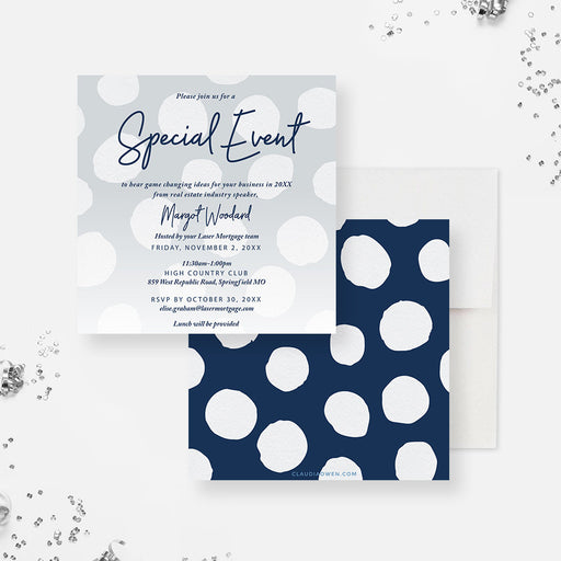 Special Event Business Party Invitation, Work Event Corporate Company Party, Professional Invitation Polka Dot Pattern