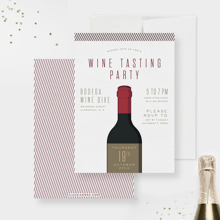 Wine Birthday Tasting Party Invitation, Red Wine Degustation Wine And Dine Happy Hour, Wine Lover Bachelorette Wine And Cheese Wedding