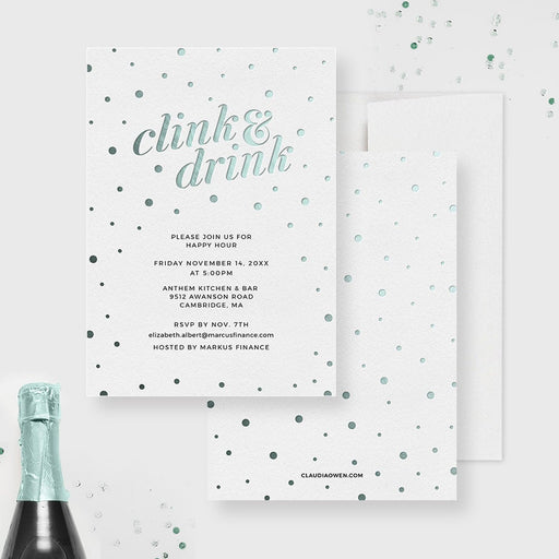 Happy Hour Invitation, Clink and Drink Work Drinks Friday Drinks Invites, Cocktail Party Professional Business Function, Alcohol Bubbly