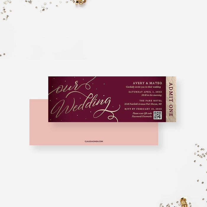 Wedding Ticket Edit Yourself Template, Admit One Printable Digital Download, Ticket Invitation Event Tickets DIY Ticket