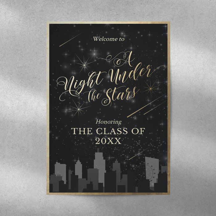 Prom Printable Welcome Poster A Night Under The Stars, Night Sky Editable Sign 24 x 36 Inches, High School Graduation Welcome Sign