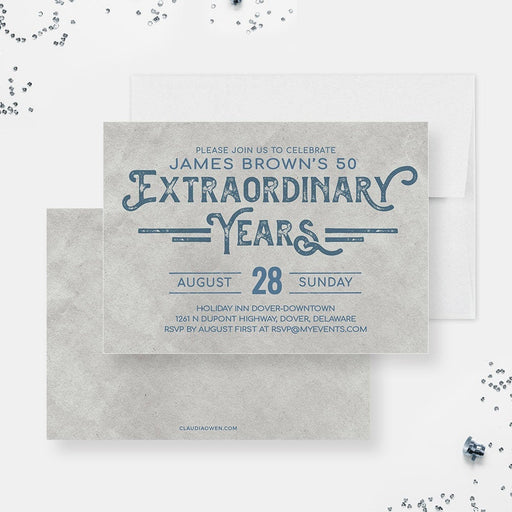 Editable 50th Birthday Party Invitation Extraordinary Years, Edit Yourself 40th 60th 70th 80th Adult Birthday Printable, Instant Download