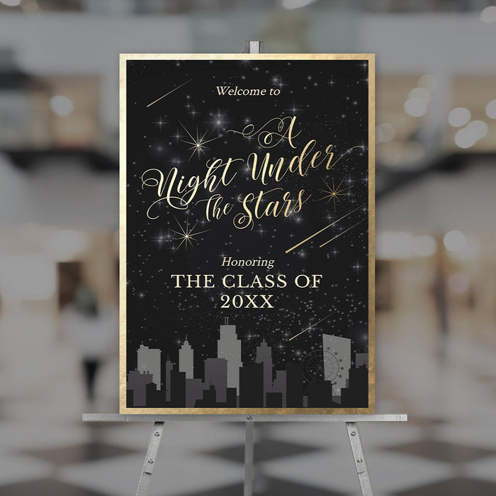 Prom Printable Welcome Poster A Night Under The Stars, Night Sky Editable Sign 24 x 36 Inches, High School Graduation Welcome Sign
