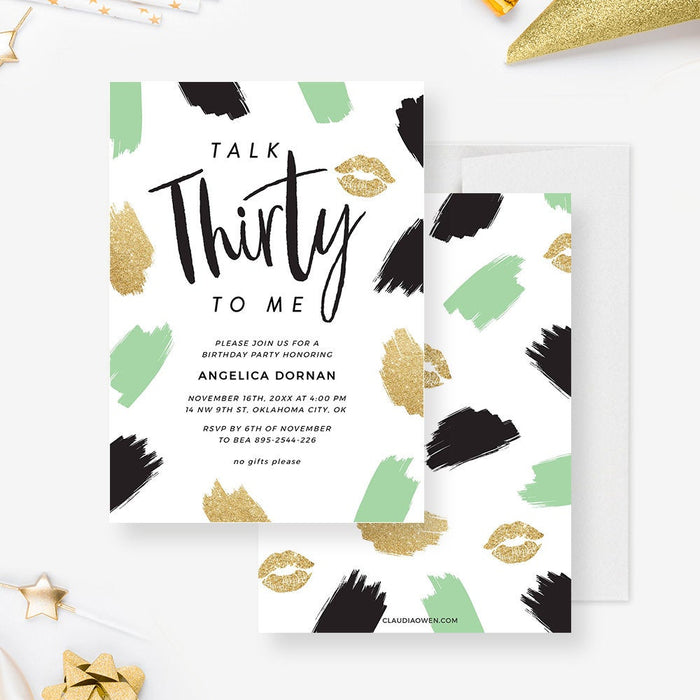 30th Birthday Party Invitation Talk Thirty To Me Printable Invites, Womens 30th Birthday Digital Download, Thirty AF Editable Template
