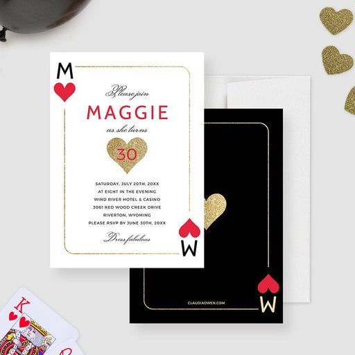 Casino Night Party Invitation Template, Poker Birthday Digital Download, Las Vegas Themed Invites for Women, Poker Night Playing Cards