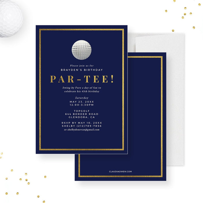 Golf Birthday Party Editable Template Invitation, Par-tee Digital Invite, 30th 40th 50th Invitation for Men and Boys, Golfing Tournament