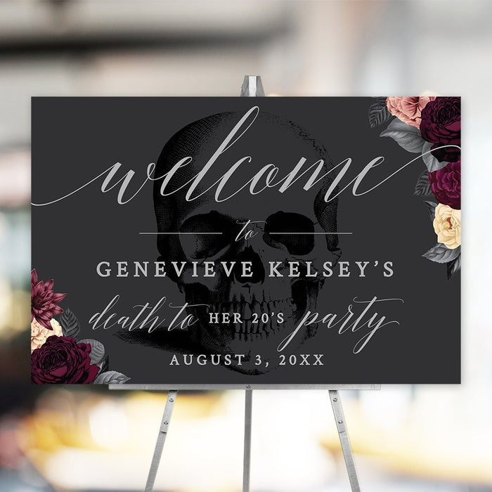 Floral Death to Your 20's Party Welcome Sign Editable Template, Printable Sign 24 X 18 and 36 X 24 Inches Digital Download, RIP 20s