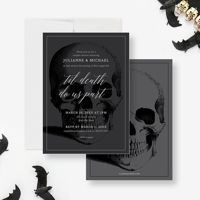Til Death Do Us Part Party Invitation Editable Template, Wedding Bridal Shower Digital Download, Halloween Couples Shower Gothic Invite