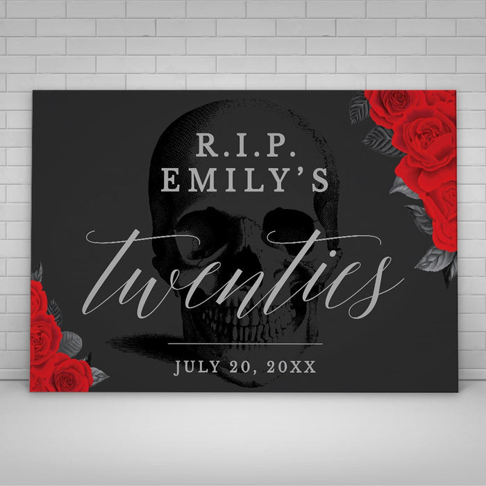 Death to My 20s Party Matching Set Template Bundle with Red Roses, RIP 20s 30s 40s, Birthday Funeral To my Youth, Death to my Youth