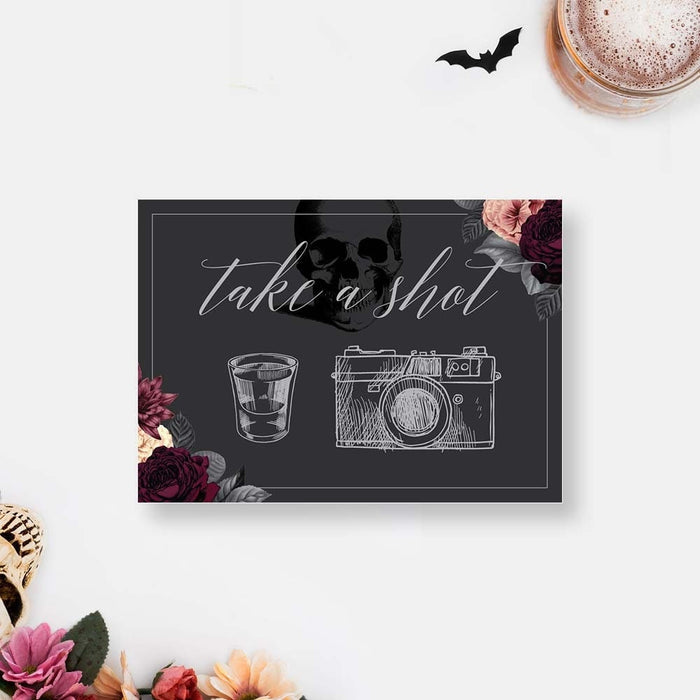 Take a Shot Table Sign Instant Digital Download, Printable Birthday Sign 5 X 7 Inches, RIP 20s Death To My 20s Drinking Sign, Skull Flowers