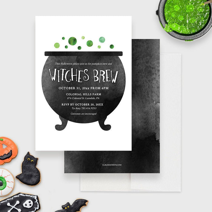 Witches Brew Halloween Party Invitation Editable Template, Cauldron Magic Potion Printable Digital Download, Witch Birthday Party