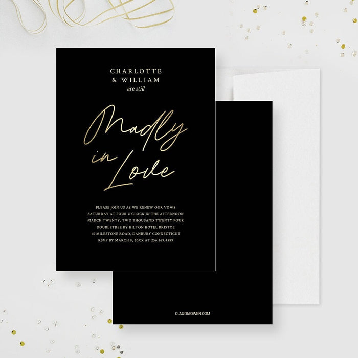 Vow Renewal Invitation Template, Madly in Love Romantic Wedding Anniversary Instant Digital Download Invites, Bridal Shower Invites