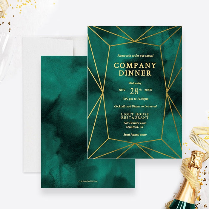 Company Dinner Invitation Editable Template, Business Invite Digital Download, Awards Ceremony Corporate Event, Work Party Emerald