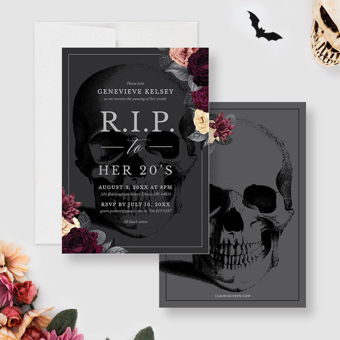 RIP to her 20's Party Invitation Editable Template, RIP 30s 40s 50s Funeral Birthday Printable Digital Download, RIP to my Youth Youth