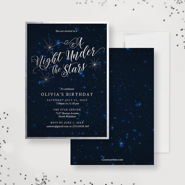 A Night Under the Stars Birthday Party Editable Invitation, Sweet 16 Teen Quinceanera Digital Download Invite, Movie Night