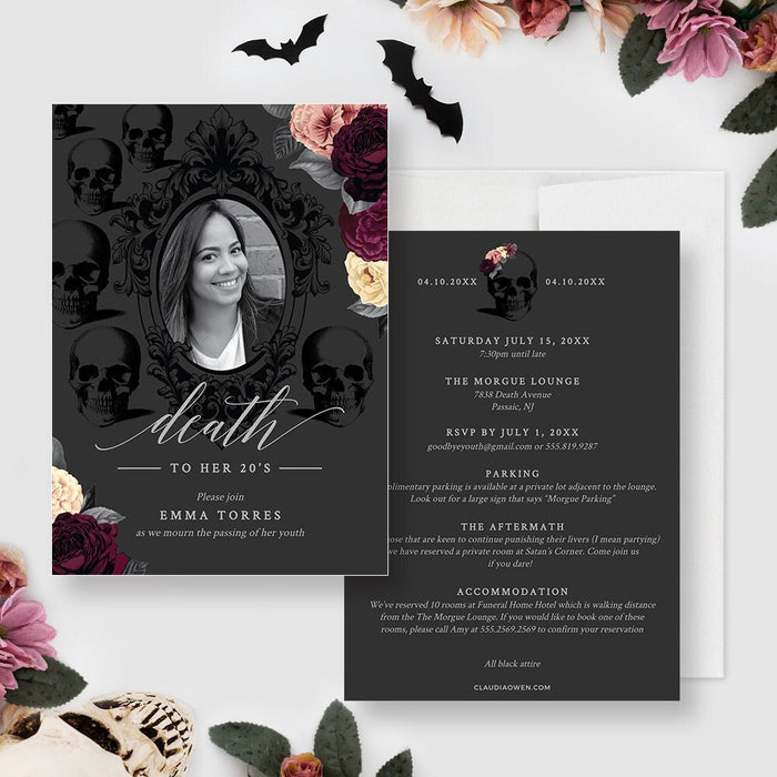 Death to my 20s Party Invitation Editable Template with Photo, RIP 20s 30s 40s 50s, 30th Birthday Digital Download, Funeral to my Youth