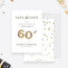 60th Save the Date Card Editable Template, Sixtieth Birthday Balloon Digital Download, Sixty Years 60th Business Wedding Anniversary