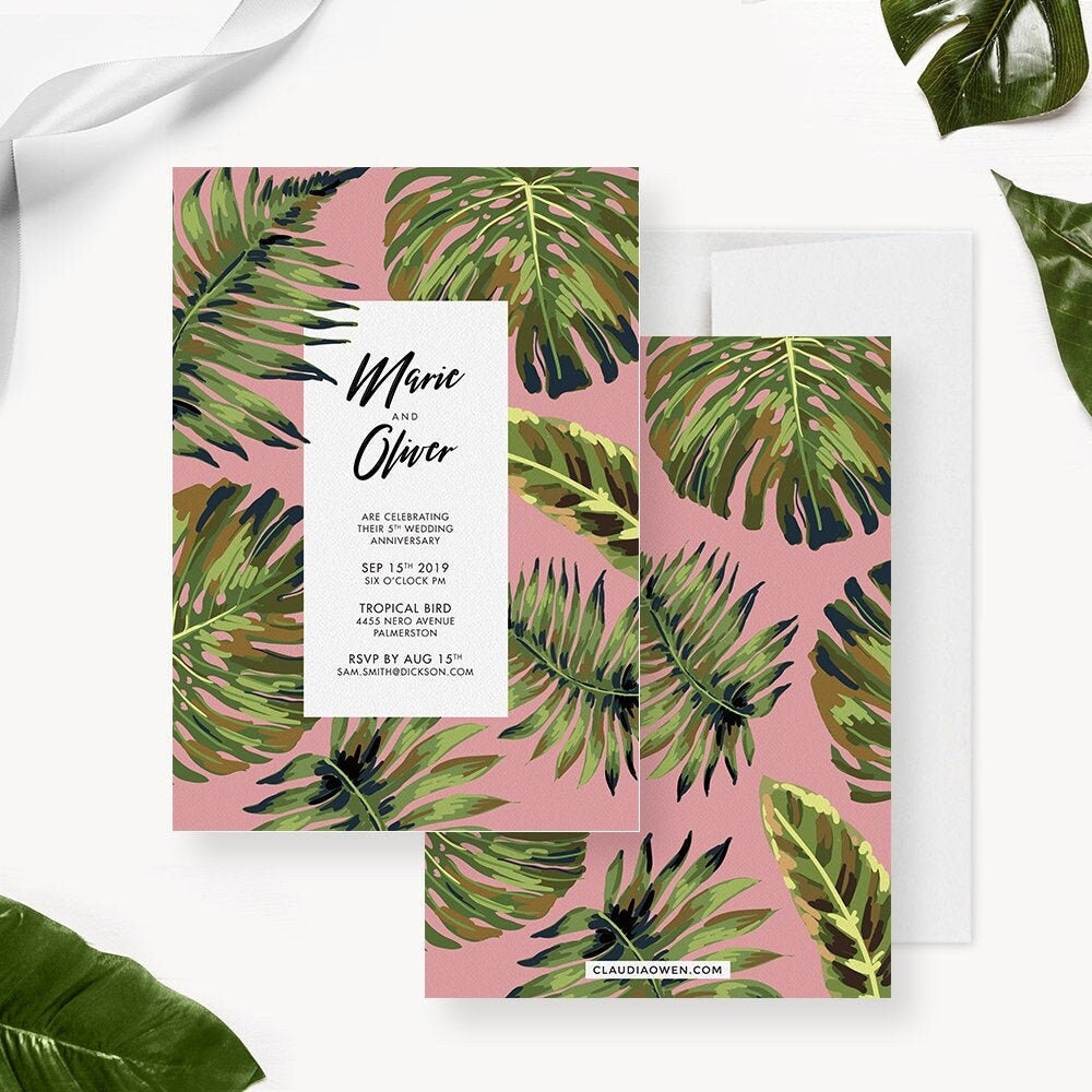 Printed Tropical Wedding Invitations