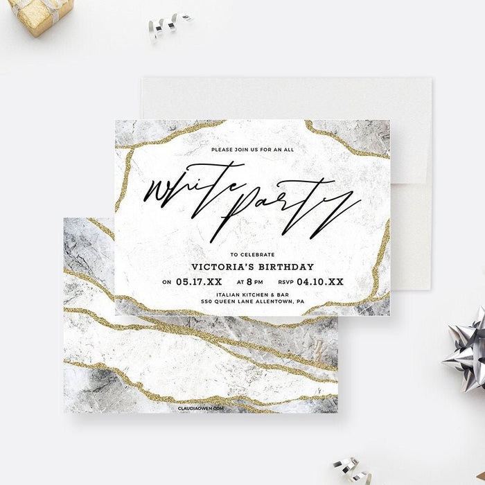 White Color Invitation White Themed Party Invitation Template, All White Affair Digital Downl
