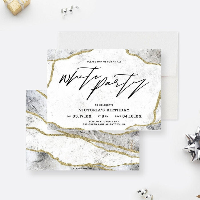 White Themed Party Invitation Editable Template, All White Affair Digital Download, White Invites Printable Instant Download