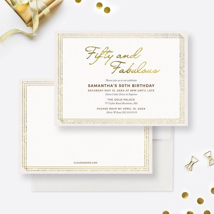 50 and Fabulous Birthday Party Invitation Template, Fifty and Fabulous Invites Digital Download, 50th Birthday Printable Invitation