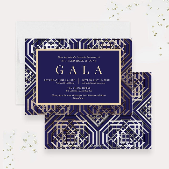 Company Gala Editable Invitation, Event Program Template, Corporate Business Party Digital Download, Elegant Gold and Blue Welcome Sign
