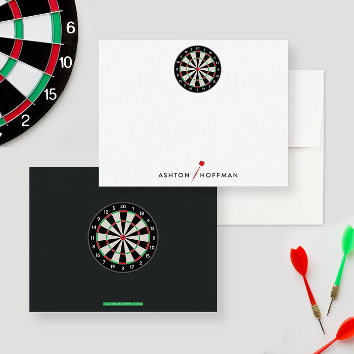 Dart Note Cards with Envelopes, Dart Birthday Thank You Cards, Dart Lover Gifts, Gift for Him, Dart Player Mens Gifts, Dart Stationery Set