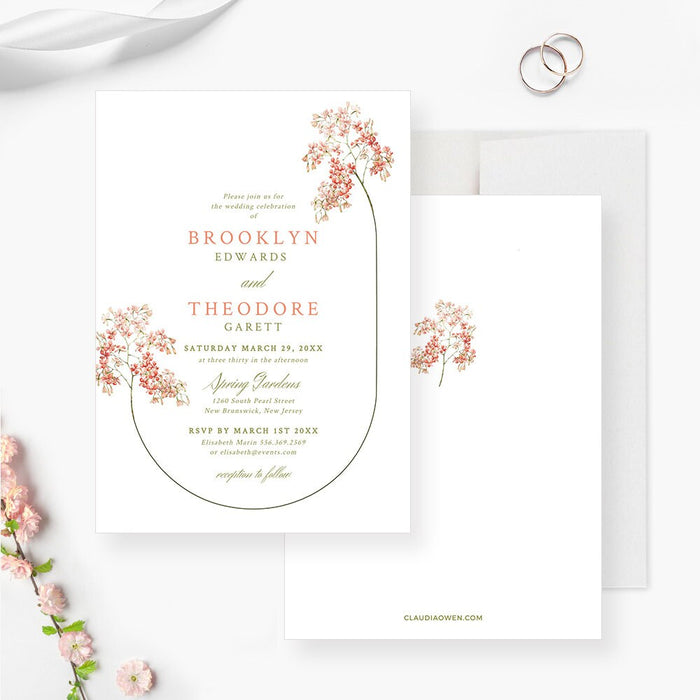 Spring Blossom Wedding Invitation Set, Floral Save The Date Cards, Editable Wedding Bundle, Wedding Anniversary Invites Digital File