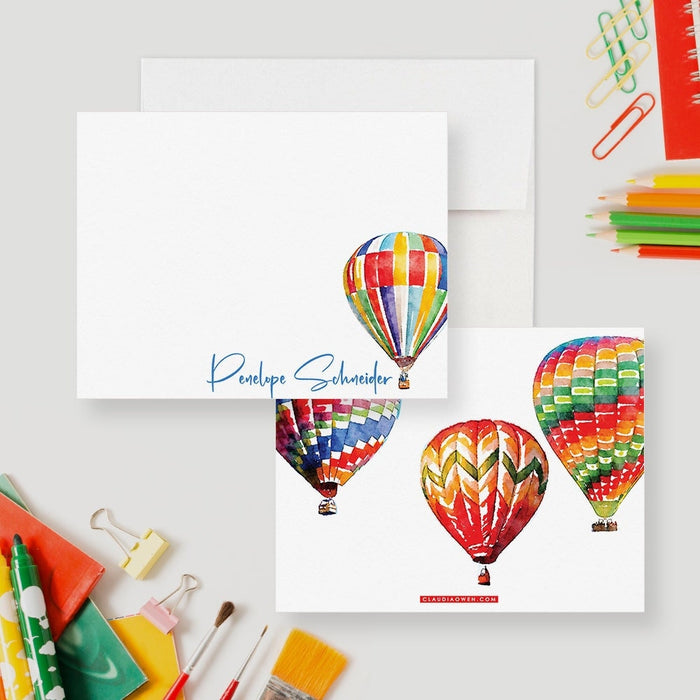 Hot Air Balloon Note Cards, Colorful Hot Air Balloon Stationery Set, Adventure Travel Gifts, Stationary Writing Paper Appreciation Gifts