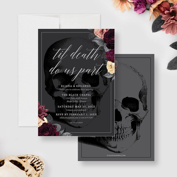 Til Death Do Us Party Wedding Invitation Editable Template, Goth Wedding Bridal Shower Digital Download, Halloween Gothic Bachelorette Party