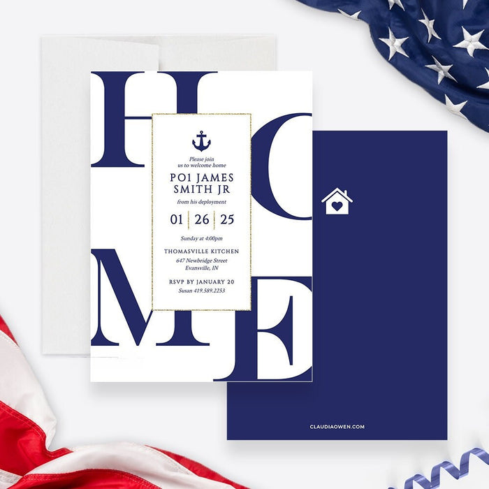 US Navy Welcome Home Party Invitation Template, Homecoming Digital Invites, Deployment Welcome Home Son, Marine Hero's Welcome