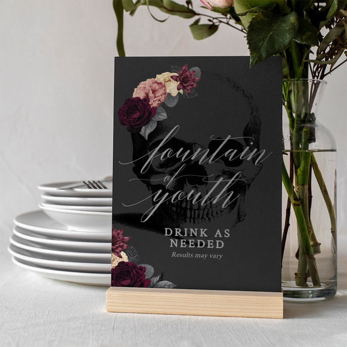 Fountain of Youth Table Sign Template, Goodbye Youth RIP 20s 5 x 7 Inches Small Sign, Floral 30th Birthday Printable Digital Download