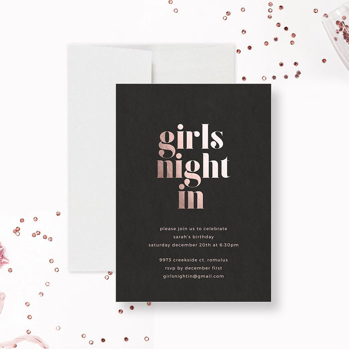 Girls Night In Party Invitation Template, Womens Birthday Invites, Bachelorette Printable Invitations, Ladies Night Bridesmaid Party Invites