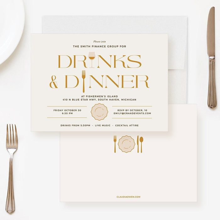 Dinner and Drinks Invitation Template, Company Dinner Anniversary Invites, Family Dinner Event, 40th 50th 60th 70th 80th Adult Birthday