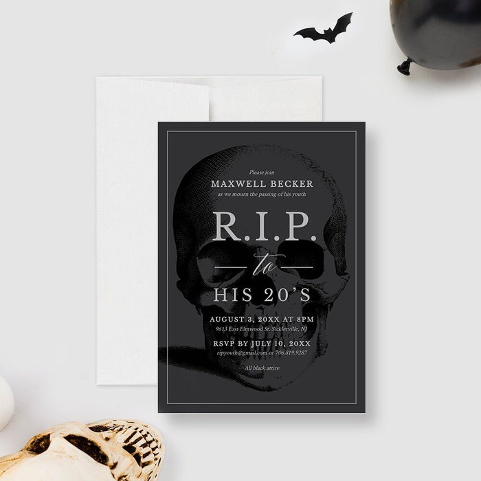 RIP to his 20s Party Invitation Editable Template, RIP 30s 40s 50s Funeral Birthday Printable Digital Download, RIP to My Youth Youth