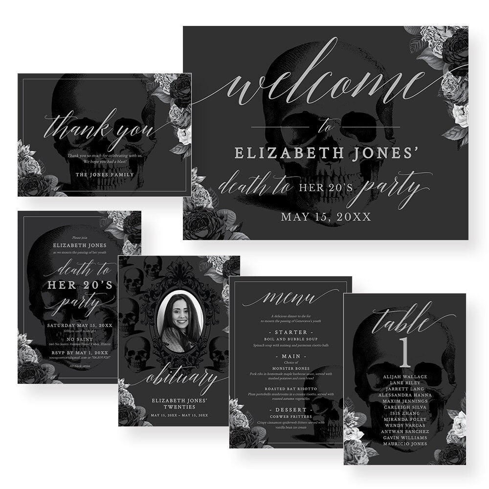 Death to my 20s Birthday Invitation Bundle, Funeral for my Youth Edita