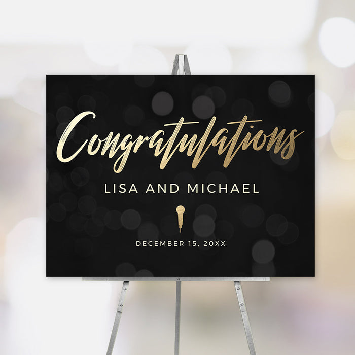 Congratulations Sign Printable Template File 24 x 18 Inches Digital Download, Congrats Grad Door Sign, Personalized Karaoke Themed Sign