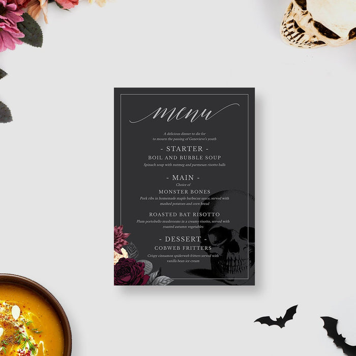 Death to My 20s Menu Editable Template, rip 20s Printable Menu Digital Download, Death to my Youth Editable Menu Cards