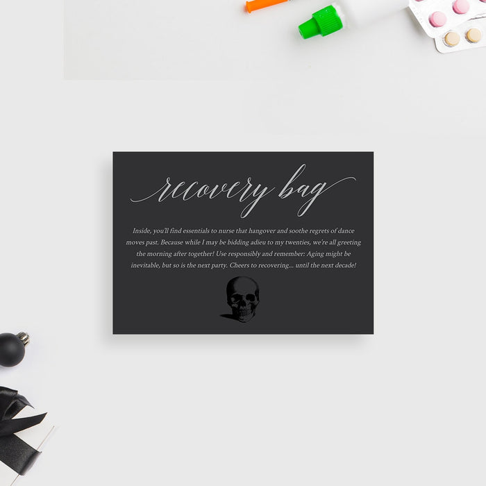 Death to My 20s Recovery Bag Template, Birthday Hangover Recovery Kit Card Digital Download, Death Birthday Party Favor Template