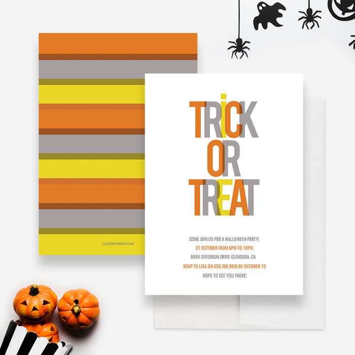 Trick or Treat Halloween Invitation Digital Party Template