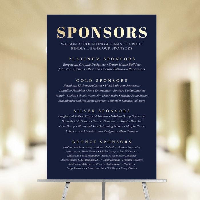Navy and gold gala fundraiser welcome sign template set