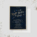 Starry night sweet 16 invitation with gold colored script and stars on a deep blue background.