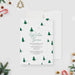 Digital winter soiree invitation featuring green Christmas trees on a white background, perfect for holiday parties and seasonal events.